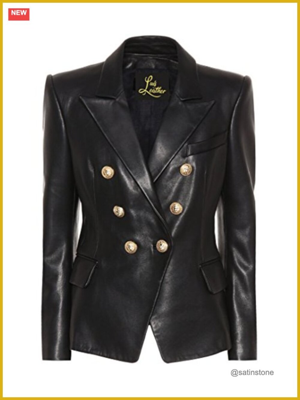 Genuine Lambskin Leather Women's Single Button Blazer, Long Sleeve Suit Jacket,